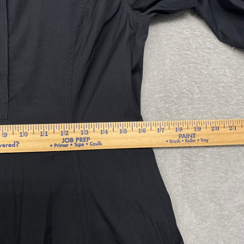 Madewell Dress 2 Black Seamed Long Sleeve Mini Poplin Shirtdress Pockets NV025 - Picture 10 of 14